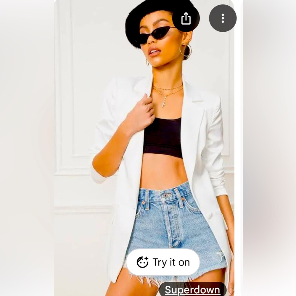 Superdown Kendra Button Up Blazer in White S